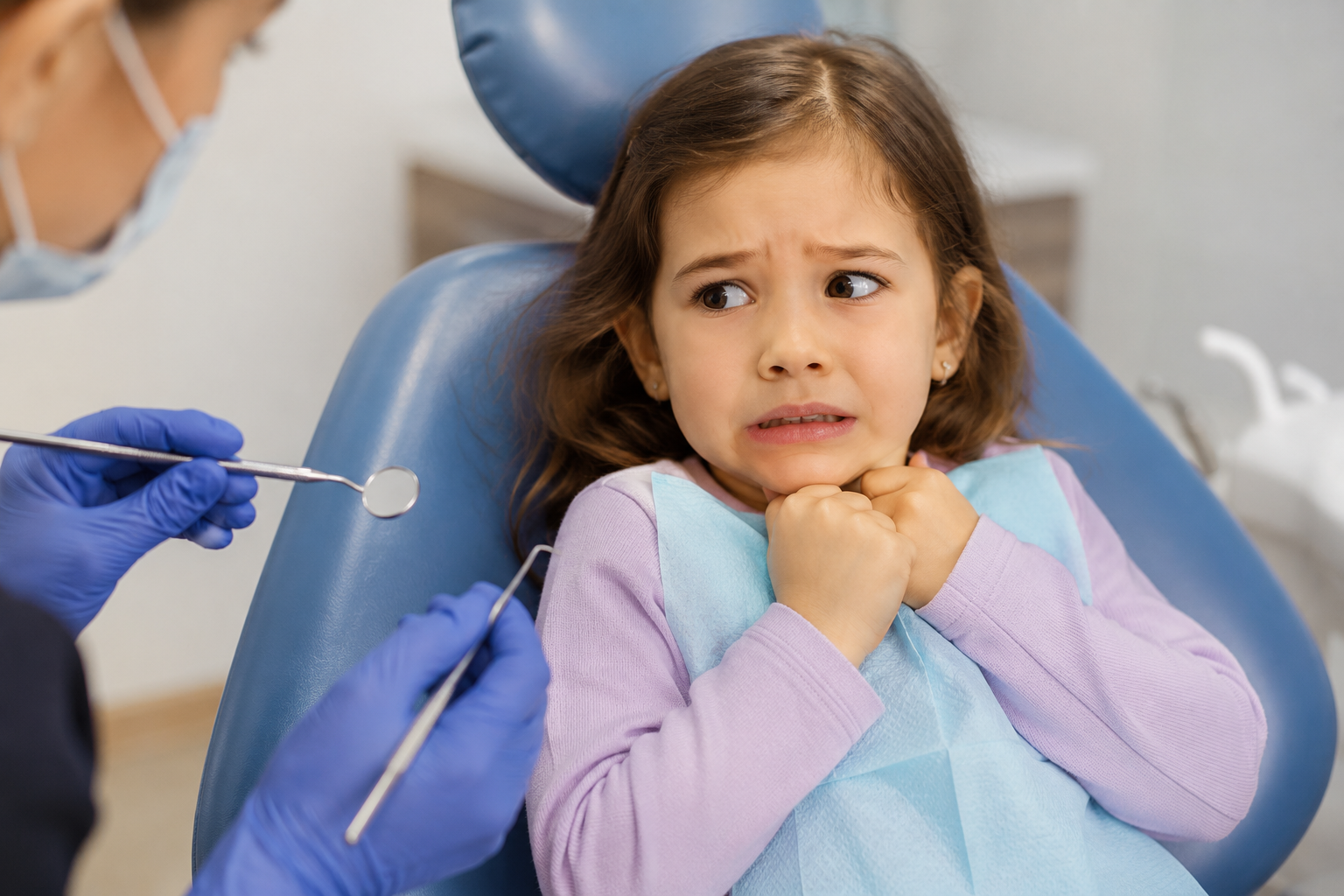 Criança com medo de dentista